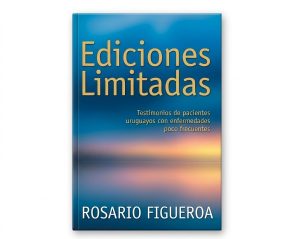 Porta del libro "Ediciones limitadas" en un entramado azul y amarillo, proyectando una óptica de atardecer a la puesta del sol y con texto amarillo, de la autora Rosario Figueroa.